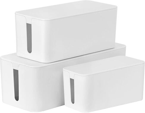 صندوق إدارة الكابلات، مجموعة منظم سلك الطاقة مكونة من 3 قطع، صناديق كابلات كبيرة ومتوسطة وصغيرة مصنوعة من مادة ABS الآمنة للمنزل والمكتب لتنظيم أسلاك الطاقة المخفية وشرائط الطاقة (أسود) in Kuwait