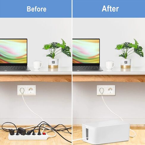 صندوق إدارة الكابلات، مجموعة منظم سلك الطاقة مكونة من 3 قطع، صناديق كابلات كبيرة ومتوسطة وصغيرة مصنوعة من مادة ABS الآمنة للمنزل والمكتب لتنظيم أسلاك الطاقة المخفية وشرائط الطاقة (أسود) in Kuwait