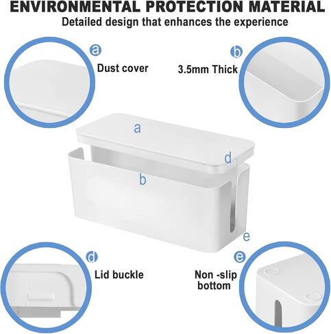 صندوق إدارة الكابلات، مجموعة منظم سلك الطاقة مكونة من 3 قطع، صناديق كابلات كبيرة ومتوسطة وصغيرة مصنوعة من مادة ABS الآمنة للمنزل والمكتب لتنظيم أسلاك الطاقة المخفية وشرائط الطاقة (أسود) in Kuwait