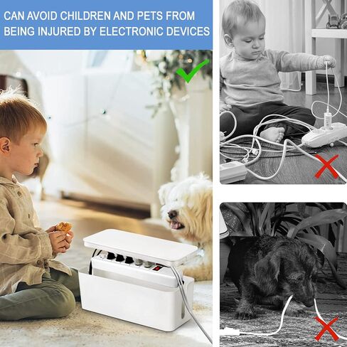 صندوق إدارة الكابلات، مجموعة منظم سلك الطاقة مكونة من 3 قطع، صناديق كابلات كبيرة ومتوسطة وصغيرة مصنوعة من مادة ABS الآمنة للمنزل والمكتب لتنظيم أسلاك الطاقة المخفية وشرائط الطاقة (أسود) in Kuwait