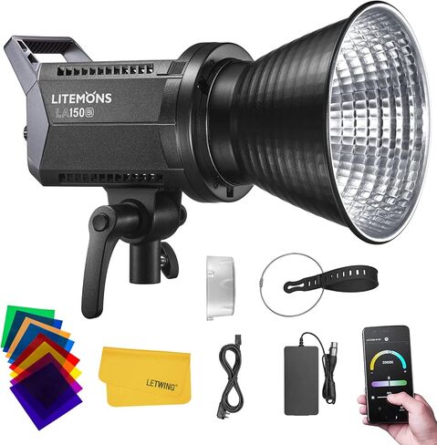غودوكس مصباح فيديو LED ثنائي اللون LA200Bi 230 واط من ليتيمونز، قابل للتعتيم 2800-6500 كلفن CRI 96+ TLCI 97+، 79200lux@1 متر، تعديل السطوع 0%-100%، 11 تاثيرات ضوئية اف اكس، تحكم عن طريق التطبيق، مصباح in Kuwait