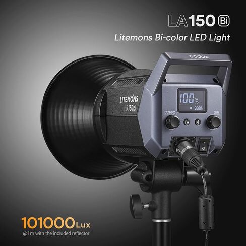 غودوكس مصباح فيديو LED ثنائي اللون LA200Bi 230 واط من ليتيمونز، قابل للتعتيم 2800-6500 كلفن CRI 96+ TLCI 97+، 79200lux@1 متر، تعديل السطوع 0%-100%، 11 تاثيرات ضوئية اف اكس، تحكم عن طريق التطبيق، مصباح in Kuwait