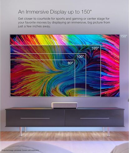 جهاز عرض Epson EpiqVision Ultra LS800 Ultra Short Throw 3-Chip 3LCD Smart Streaming Laser Projector، 4000 Lumens، 4K PRO-UHD، HDR، 150 بوصة، تلفزيون Android، 2.1ch Yamaha مكبرات صوت مدمجة - أسود in Kuwait