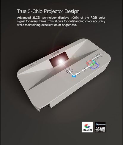 جهاز عرض Epson EpiqVision Ultra LS800 Ultra Short Throw 3-Chip 3LCD Smart Streaming Laser Projector، 4000 Lumens، 4K PRO-UHD، HDR، 150 بوصة، تلفزيون Android، 2.1ch Yamaha مكبرات صوت مدمجة - أسود in Kuwait