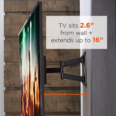 دعامة تثبيت للتلفزيون بكامل الحركة من ECHOGEAR لمعظم أجهزة التلفزيون المسطحة بشاشة LED مقاس 37 - 70 بوصة LED، LCD، OLED وبلازما مع أنماط VESA تصل إلى 600 × 400 - 16 بوصة - EGLF1-BK in Kuwait