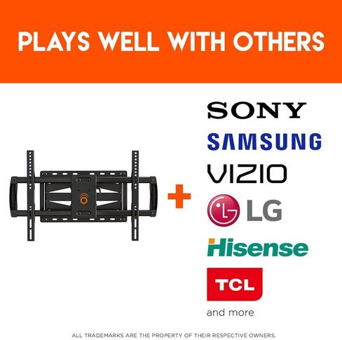 دعامة تثبيت للتلفزيون بكامل الحركة من ECHOGEAR لمعظم أجهزة التلفزيون المسطحة بشاشة LED مقاس 37 - 70 بوصة LED، LCD، OLED وبلازما مع أنماط VESA تصل إلى 600 × 400 - 16 بوصة - EGLF1-BK in Kuwait