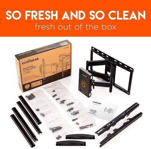 دعامة تثبيت للتلفزيون بكامل الحركة من ECHOGEAR لمعظم أجهزة التلفزيون المسطحة بشاشة LED مقاس 37 - 70 بوصة LED، LCD، OLED وبلازما مع أنماط VESA تصل إلى 600 × 400 - 16 بوصة - EGLF1-BK in Kuwait