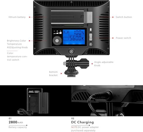 إضاءة كاميرا سويتي، إضاءة كاميرا محمولة رفيعة للغاية LED قابلة للتعتيم بلونين 3200K-5600K CRI95+ لالتقاط الفيديو والتصوير الفوتوغرافي (NP-F550) in Kuwait