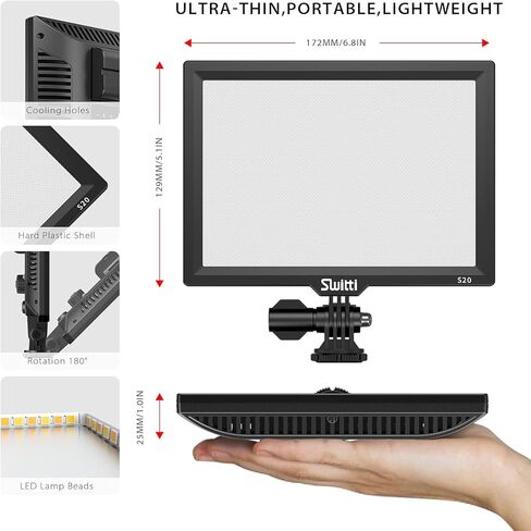 إضاءة كاميرا سويتي، إضاءة كاميرا محمولة رفيعة للغاية LED قابلة للتعتيم بلونين 3200K-5600K CRI95+ لالتقاط الفيديو والتصوير الفوتوغرافي (NP-F550) in Kuwait