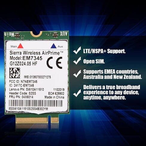 بي وينر بطاقة وحدة EM7345، وحدة بطاقة 04X6014 4G LTE WWAN لجهاز ثينك باد X250 X1C W550 T450 X240 T440 EM7345، نطاق عريض لاسلكي عالي السرعة in Kuwait