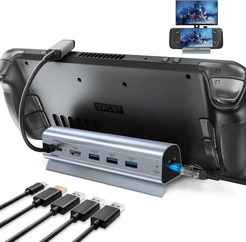 قاعدة شحن متوافقة مع ستيم ديك، قاعدة ستيم ديك 6 في 1 مع HDMI 2.0 4K عند 60 هرتز، جيجابت ايثرنت 1000 ميجابت في الثانية، 3 USB 3.0 ومنفذ شحن كامل السرعة USB-C متوافقة مع صمام ستيم ديك in Kuwait