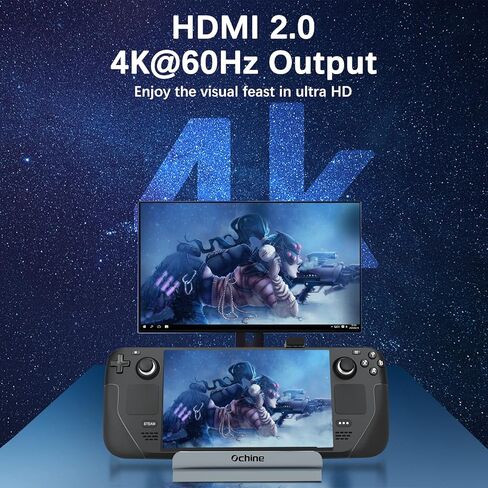 قاعدة شحن متوافقة مع ستيم ديك، قاعدة ستيم ديك 6 في 1 مع HDMI 2.0 4K عند 60 هرتز، جيجابت ايثرنت 1000 ميجابت في الثانية، 3 USB 3.0 ومنفذ شحن كامل السرعة USB-C متوافقة مع صمام ستيم ديك in Kuwait