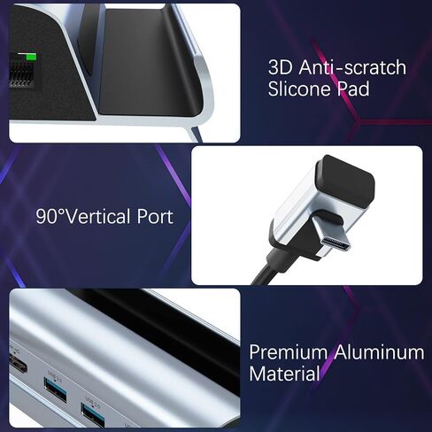 قاعدة شحن متوافقة مع ستيم ديك، قاعدة ستيم ديك 6 في 1 مع HDMI 2.0 4K عند 60 هرتز، جيجابت ايثرنت 1000 ميجابت في الثانية، 3 USB 3.0 ومنفذ شحن كامل السرعة USB-C متوافقة مع صمام ستيم ديك in Kuwait