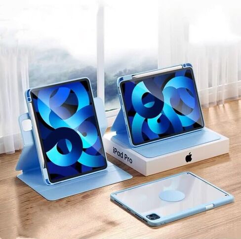 حافظة عمودية لجهاز iPad الجيل العاشر 10.9 بوصة، حافظة مغناطيسية مع حامل قلم رصاص، يمكن أن تحمل لوحة المفاتيح، غطاء ذكي قابل للدوران 360 درجة وقابل للفصل لجهاز iPad 10th Gen 2022 (أزرق) in Kuwait