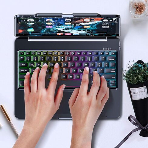 حافظة كيبورد لايباد برو 12.9 انش 2018-الجيل الثالث / 2020-4 الجيل الرابع - لوحة مفاتيح تعمل باللمس متوافقة مع ايباد برو 12.9 - لوحة مفاتيح لاسلكية لحماية الاضاءة الخلفية - تتضمن حامل قلم (اسود) in Kuwait