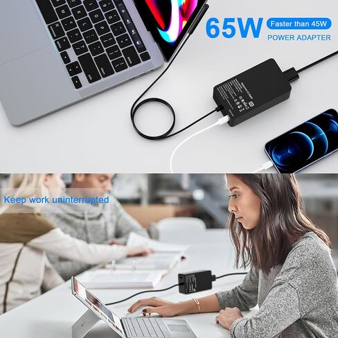 شاحن Surface Pro بقدرة 65 وات لجهاز Microsoft Surface Pro 9 8 3 7 6 5 4 X شاحن الكمبيوتر المحمول Windows Surface 5، 4، 3، 2، 1 Surface Go1، 2، Surface Book 3، 2، 1، مع منفذ شحن USB 5V 1A، يدعم 44 واط، 36 واط، ال اي دي in Kuwait