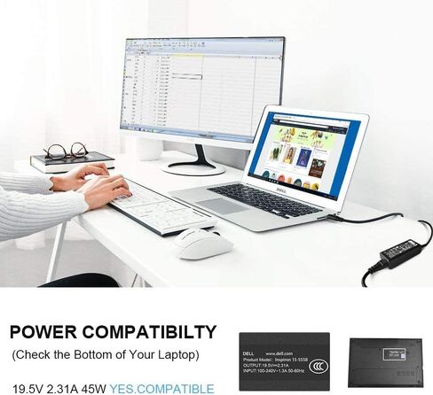شاحن كمبيوتر محمول لجهاز Dell Inspiron XPS 45W 19.5V 2.31A محول تيار متردد لإمداد الطاقة Dell Inspiron 15 5000 5555 5558 5559 3552، XPS 11 12 13 9350 9333 Ultrabook، HK45NM140 LA45NM140 HA45NM140 in Kuwait