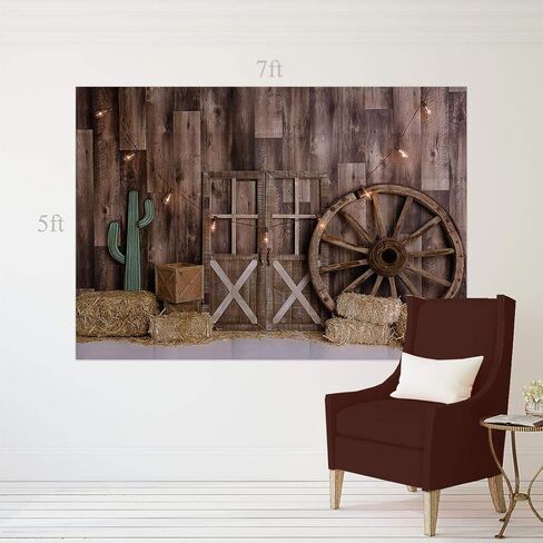 Allenjoy 10x8ft Western Cowboy Backdrop for Portrait Photography Pictures Wild West Wooden House Barn Door Vintage Kids Boy Child Baby Shower Birthday Party Supplies Decorations Background Banner Prop in Saudi Arabia