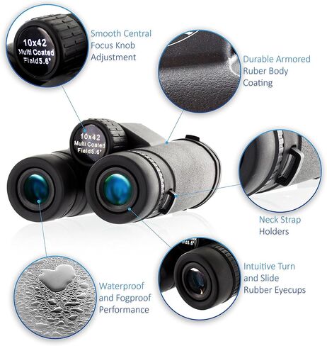 E Tronic Edge Binoculars for Adults - Professional for Bird Watching, Hunting, Hiking & Travel - Compact for Men and Women - Strap and Case Included in Kuwait