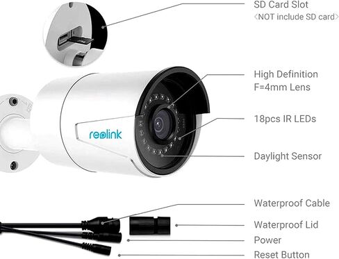 كاميرا REOLINK 4MP PoE IP، كاميرا إضافية للمراقبة بالفيديو في الهواء الطلق لنظام أمان المنزل، تعمل فقط مع نظام كاميرا Reolink POE وNVR، اكتشاف الإنسان/المركبة، غير متوافق مع الطرف الثالث، B400 in Kuwait