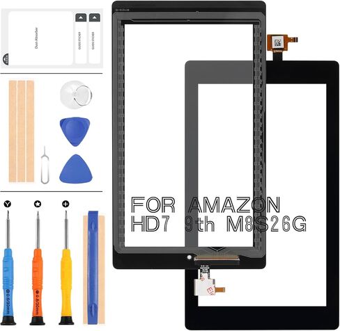 استبدال الشاشة لـ Amazon Fire Kindle HD7 HD 7 بوصة الجيل التاسع 2019 M8S26G لمحول رقمي لشاشة اللمس للكمبيوتر اللوحي وأجزاء إصلاح عدسات من الزجاج، بما في ذلك أدوات مجانية (غير LCD) in Saudi Arabia