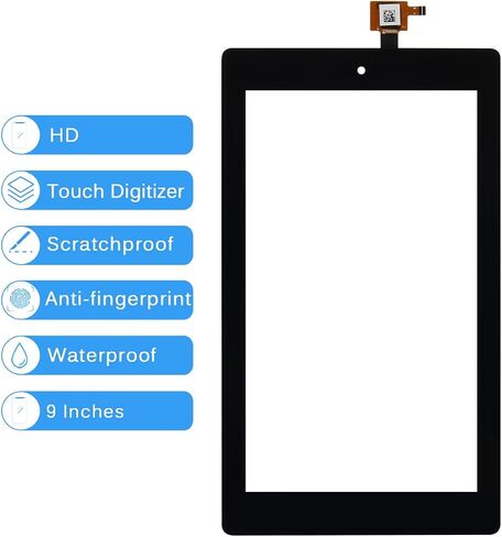 استبدال الشاشة لـ Amazon Fire Kindle HD7 HD 7 بوصة الجيل التاسع 2019 M8S26G لمحول رقمي لشاشة اللمس للكمبيوتر اللوحي وأجزاء إصلاح عدسات من الزجاج، بما في ذلك أدوات مجانية (غير LCD) in Saudi Arabia
