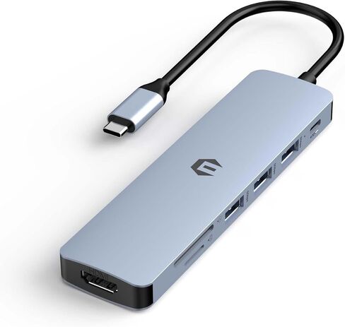 محول متعدد المنافذ USB C Hub من Tiergrade، محطة إرساء USB C 7 في 1 مع HDMI، منفذ شحن PD 100 وات، 3 USB 3.0، قارئ بطاقة SD/TF لجهاز MacBook Pro/Air، Chromebook in Saudi Arabia