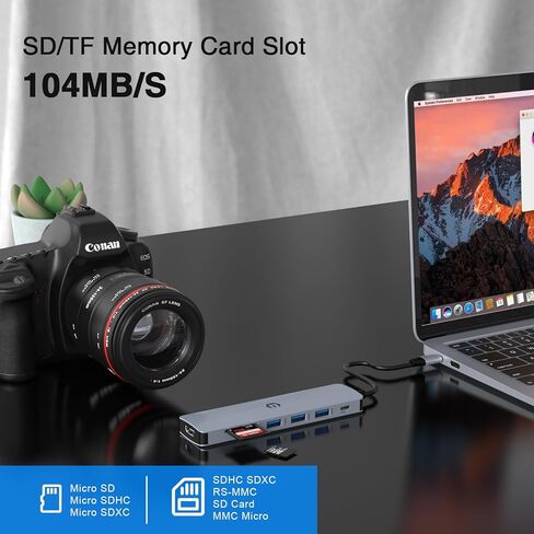 محول متعدد المنافذ USB C Hub من Tiergrade، محطة إرساء USB C 7 في 1 مع HDMI، منفذ شحن PD 100 وات، 3 USB 3.0، قارئ بطاقة SD/TF لجهاز MacBook Pro/Air، Chromebook in Saudi Arabia