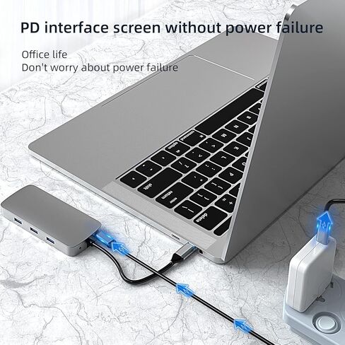 موزع يو اس بي سي 10 في 1، محطة الاقتران للكمبيوتر المحمول USB-C ، محول يو اس بي سي إلى HDMI لماك بوك ويندوز مع 4K HDMI VGA Ethernet PD 3. 0 USB Audio RJ45 TF/SD in Kuwait