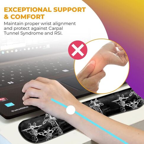 Ergonomic Wrist Protection Mouse Pad Wrist Guard and Keyboard Wrist Rest, Non-Slip Rubber Base Mouse Pad Sunflower and ECG Stethoscope Pattern, Personalized Fashionable Black Office Accessories in Saudi Arabia