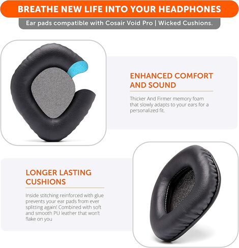 WC Upgraded Replacement Earpads for Corsair Void & Corsair Void Pro Wired & Wireless Gaming Headsets Made by Wicked Cushions | Improved Durability, Thickness, and Sound Isolation | (Speed Racer) in Saudi Arabia