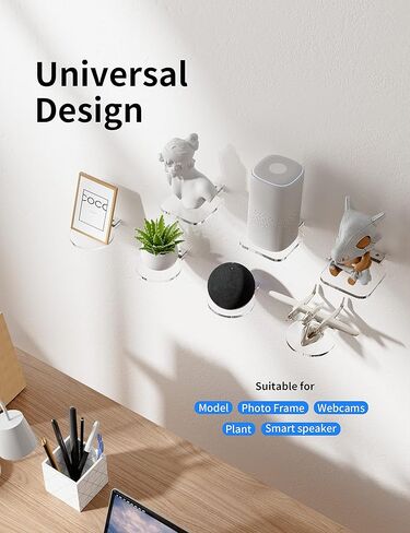 رف تثبيت على الحائط من AFOOYO Universal، منظم رف مربع للمنزل متوافق مع Echo Dot الجيل الخامس/الرابع من Google Nest Mini/Home Mini/Mini homepod Mini/homepod in Kuwait
