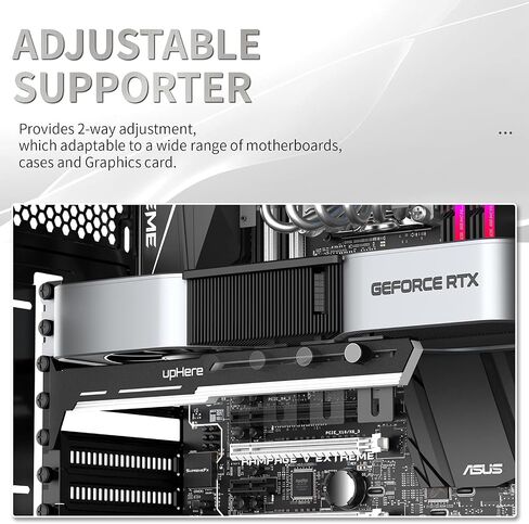 UpHere G276WT دعامة GPU بيضاء لبطاقة الرسومات تدعم حامل بطاقة الفيديو/حامل الحافظة، دعم الطول والارتفاع قابل للتعديل، G276WT in Kuwait