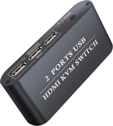 LiNKFOR KVM HDMI Switch 2 in 1 Out Box، 2-Port USB HDMI Cable KVM Switch، يدعم 4K @ 30 هرتز ومشاركة جهازي كمبيوتر مع ماوس لوحة مفاتيح واحد وشاشة عالية الدقة in Kuwait
