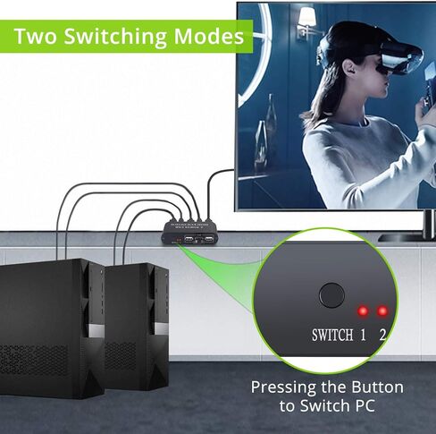 LiNKFOR KVM HDMI Switch 2 in 1 Out Box، 2-Port USB HDMI Cable KVM Switch، يدعم 4K @ 30 هرتز ومشاركة جهازي كمبيوتر مع ماوس لوحة مفاتيح واحد وشاشة عالية الدقة in Kuwait