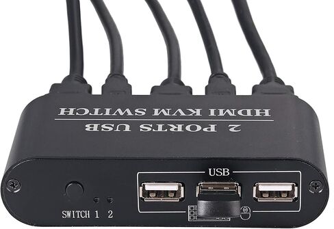 LiNKFOR KVM HDMI Switch 2 in 1 Out Box، 2-Port USB HDMI Cable KVM Switch، يدعم 4K @ 30 هرتز ومشاركة جهازي كمبيوتر مع ماوس لوحة مفاتيح واحد وشاشة عالية الدقة in Kuwait