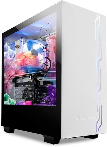 iBUYPOWER Snowblind S 19" Translucent Customizable Side-Panel LCD Display 1280 x 1024 Resolution Mid-Tower Desktop Computer Gaming Case 3 x 120 Millimeter Fans SECC Steel, White in Kuwait