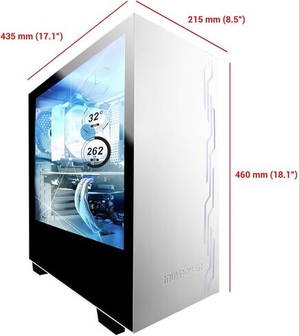 iBUYPOWER Snowblind S 19" Translucent Customizable Side-Panel LCD Display 1280 x 1024 Resolution Mid-Tower Desktop Computer Gaming Case 3 x 120 Millimeter Fans SECC Steel, White in Kuwait