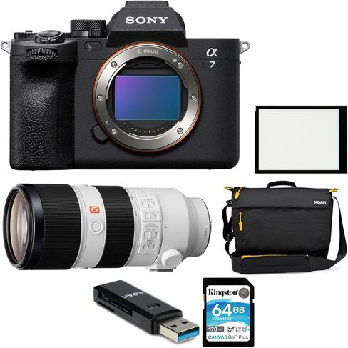 مجموعة كاميرا Sony Alpha 7 IV ذات الإطار الكامل بدون مرآة قابلة للتبديل (الجسم) مع مجموعة عدسات Sony FE 70-200 مم f/2.8 GM OSS مع حقيبة، وواقي شاشة، وبطاقة ذاكرة، وقارئ بطاقات (6 قطع) in Saudi Arabia