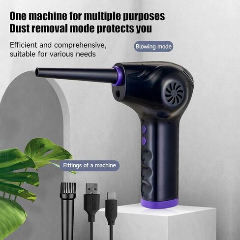 منفضة هواء كهربائية من MOSHOU، منفضة هواء مضغوطة 45000 دورة في الدقيقة مع ضوء LED، 3 سرعات منفاخ هواء لاسلكي بقوة 10000 مللي أمبير في الساعة لتنظيف لوحة مفاتيح الكمبيوتر، منفضة هواء السيارة القابلة لإعادة الشحن، منفضة هواء مضغوطة in Kuwait