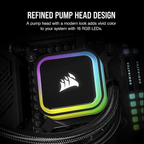 Corsair iCUE H100i RGB Elite, CW-9060058-WW, Liquid CPU Cooler (16 Dynamic RGB LEDs, 120mm AF Elite Series FDB Fans, 240mm Radiator - Black (Renewed) in Saudi Arabia