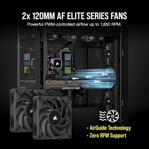 Corsair iCUE H100i RGB Elite, CW-9060058-WW, Liquid CPU Cooler (16 Dynamic RGB LEDs, 120mm AF Elite Series FDB Fans, 240mm Radiator - Black (Renewed) in Saudi Arabia