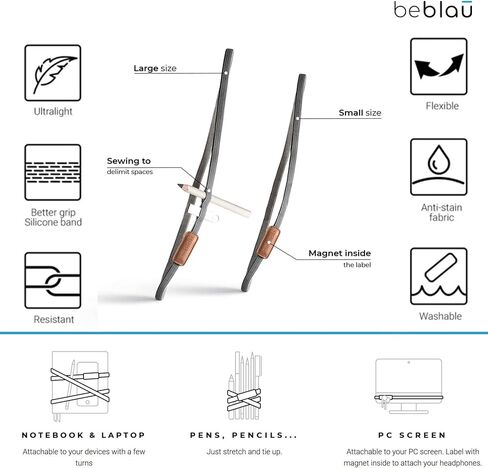 Beblau TWIST PACK ELASTIC PORTABLE ORGANIZER w/magnet inside attachable to your laptop, notebook, PC screen.. Anything! Office, Home & School | Laptop accessory | Backpack | STOCKING STUFFERS | DARK in Kuwait