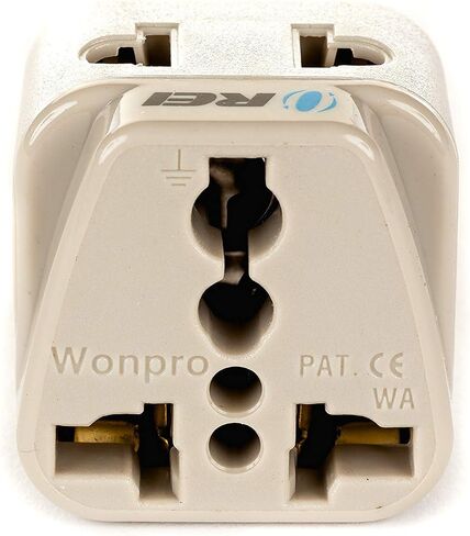 OREI USA to Europe (Schuko) (Type E/F) Travel Adapter Plug - 2 in 1 - CE Certified - RoHS Compliant - 4 Pack - White Color (DB-9-4PK) (Beige) in Kuwait