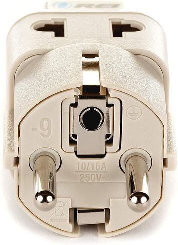 OREI USA to Europe (Schuko) (Type E/F) Travel Adapter Plug - 2 in 1 - CE Certified - RoHS Compliant - 4 Pack - White Color (DB-9-4PK) (Beige) in Kuwait