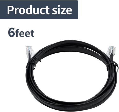 RJ12 Cable 25 feet Telephone Line Cord with 6P6C Connector Landline Phone Wire for Both in-Wall and Out-Wall Using, Black, 2 Pack, AV06114 in Kuwait