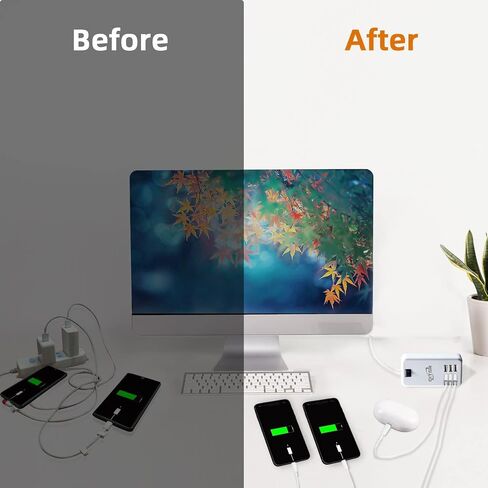 Multi USB Charger, 6 Port USB Charging Station for Multiple Devices, Phone, Tablet, Power Strip with ON/Off Switch (White) in Kuwait