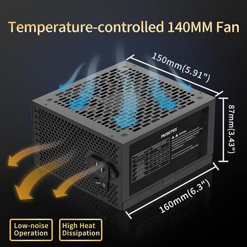 MUSETEX Power Supply 1000W, Full Modular ATX PC PSU, Multi Connectors, 140mm Ultra Quiet Cooling Fan, Computer Power Supply, Black (MU1000) in Kuwait