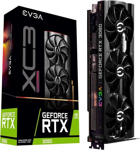 EVGA 10G-P5-3885-KR GeForce RTX 3080 XC3 ULTRA GAMING، 10 جيجابايت GDDR6X، تبريد iCX3، ARGB LED، لوحة خلفية معدنية (متجددة) in Saudi Arabia