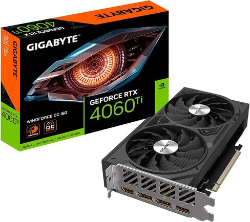 GIGABYTE GeForce RTX 4060 Ti WINDFORCE OC 16G Graphics Card, 2X WINDFORCE Fans, 16GB 128-bit GDDR6, GV-N406TWF2OC-16GD Video Card in Saudi Arabia